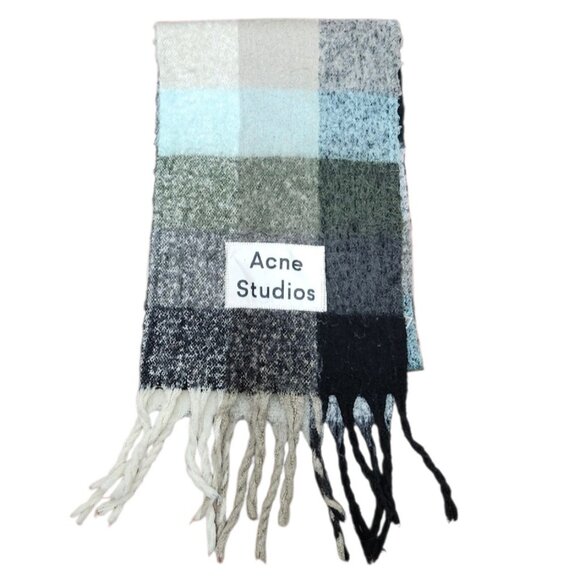 Acne Studios Multicolor Mohair Checked Scarf - Picture 3 of 7